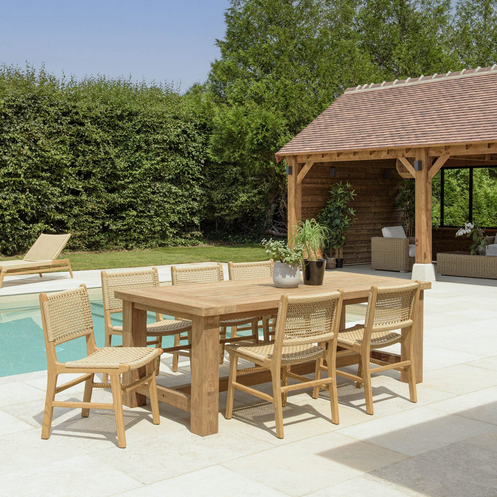 Valeria - Salon De Jardin 6/8 Pers - Beige/Bois Clair/Marron