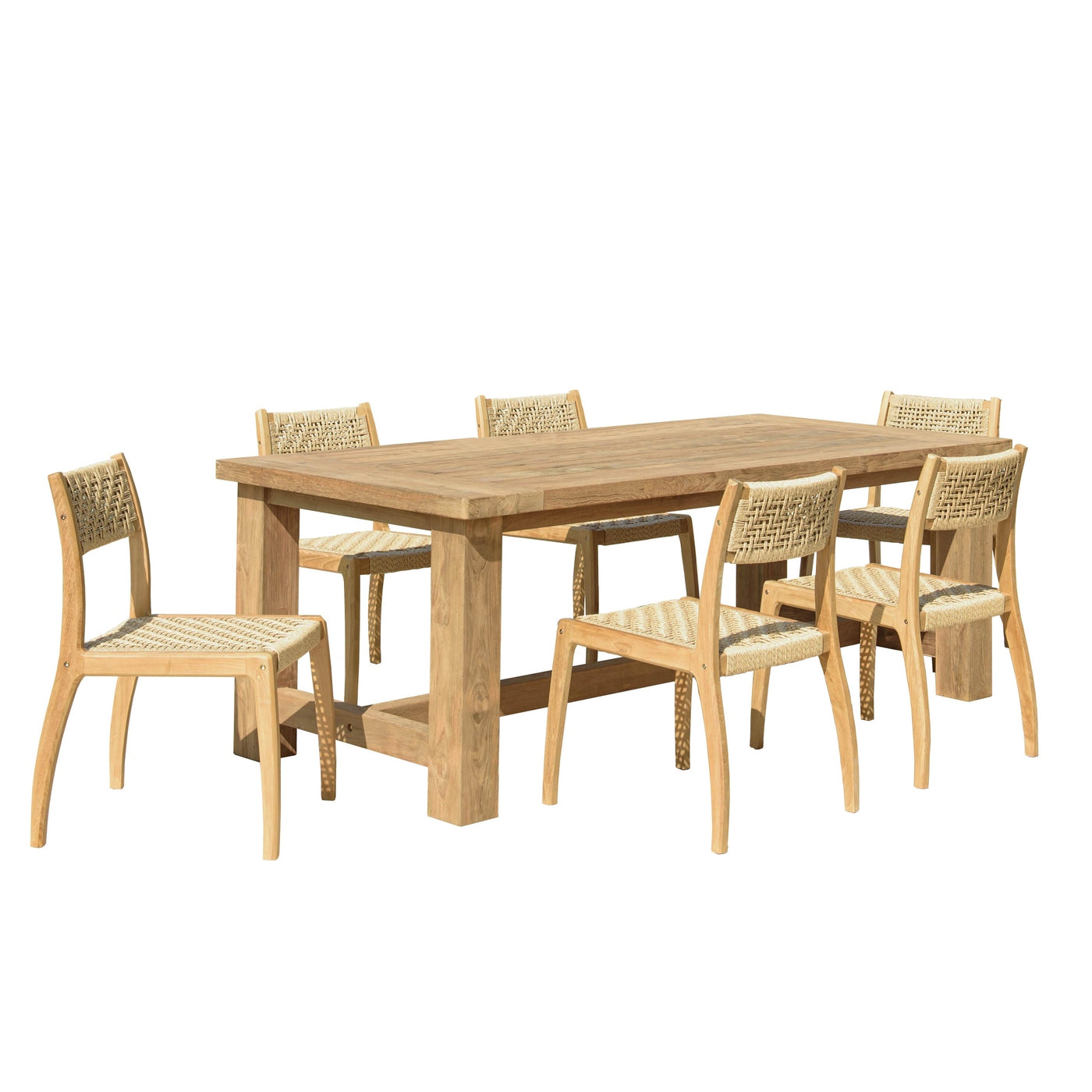 Valeria - Salon De Jardin 6/8 Pers - Beige/Bois Clair/Marron