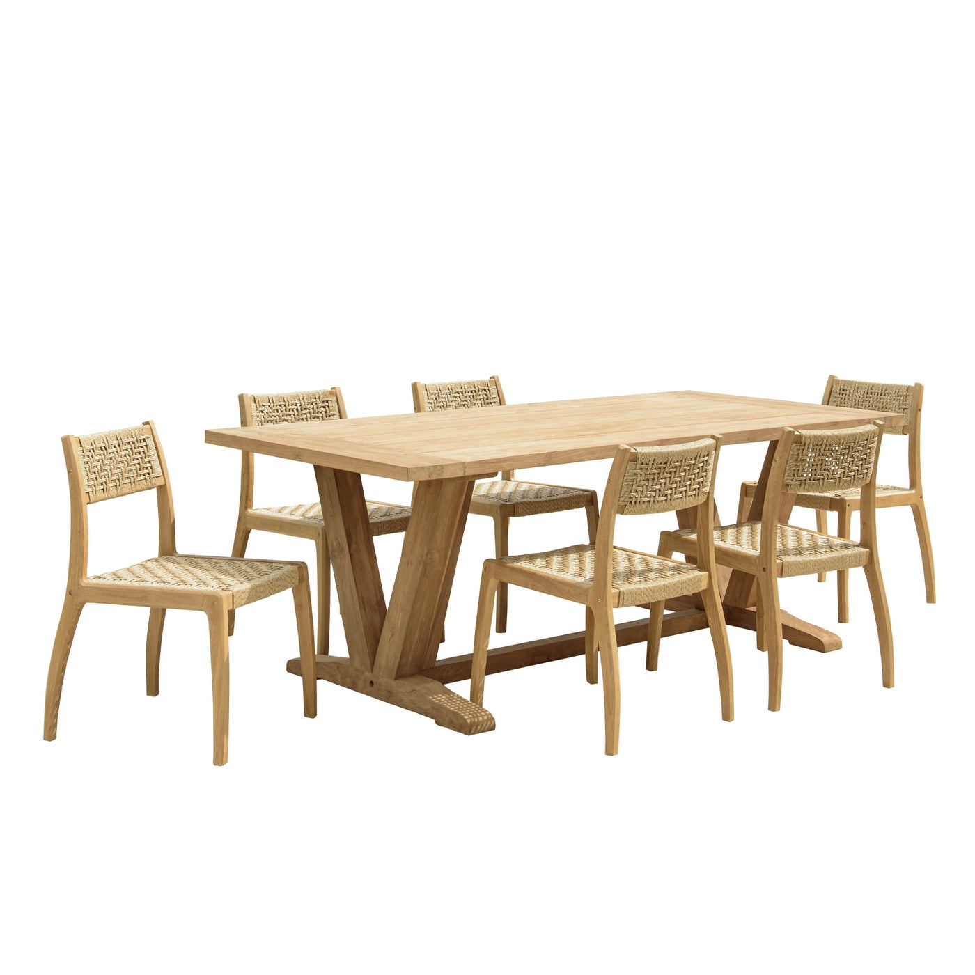 Valeria - Salon De Jardin 6/8 Pers - Beige/Bois Clair/Marron