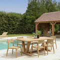 Valeria - Salon De Jardin 6/8 Pers - Beige/Bois Clair/Marron
