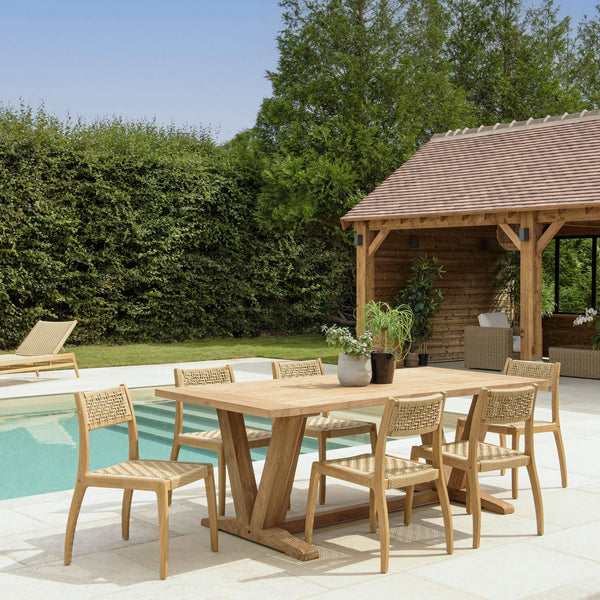 Valeria - Salon De Jardin 6/8 Pers - Beige/Bois Clair/Marron