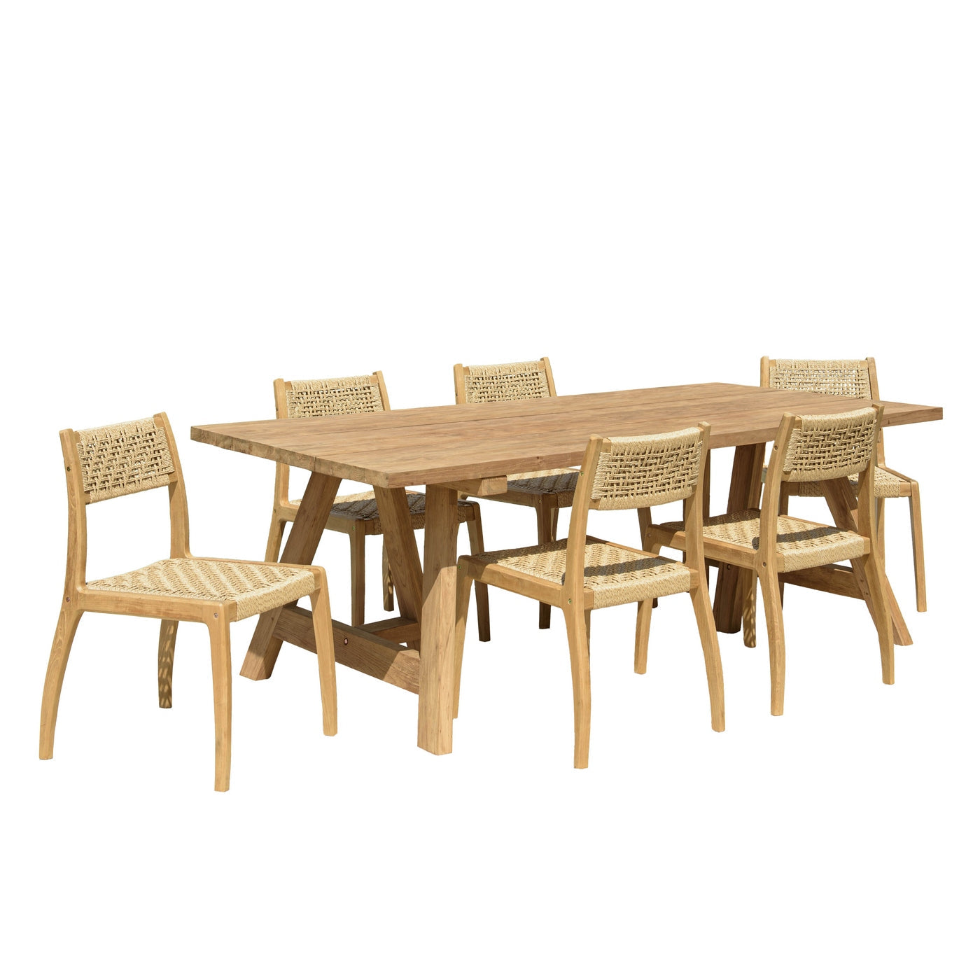 Valeria - Salon De Jardin 6/8 Pers - Beige/Bois Clair/Marron
