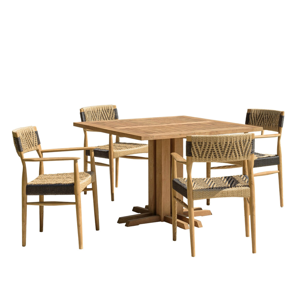 Valeria - Salon De Jardin 4 Pers - Beige/Bois Clair/Marron/Noir