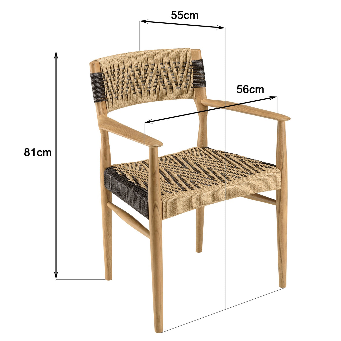 Valeria - Salon De Jardin 4 Pers - Beige/Bois Clair/Marron/Noir