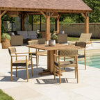 Valeria - Salon De Jardin 4 Pers - Beige/Bois Clair/Marron/Noir