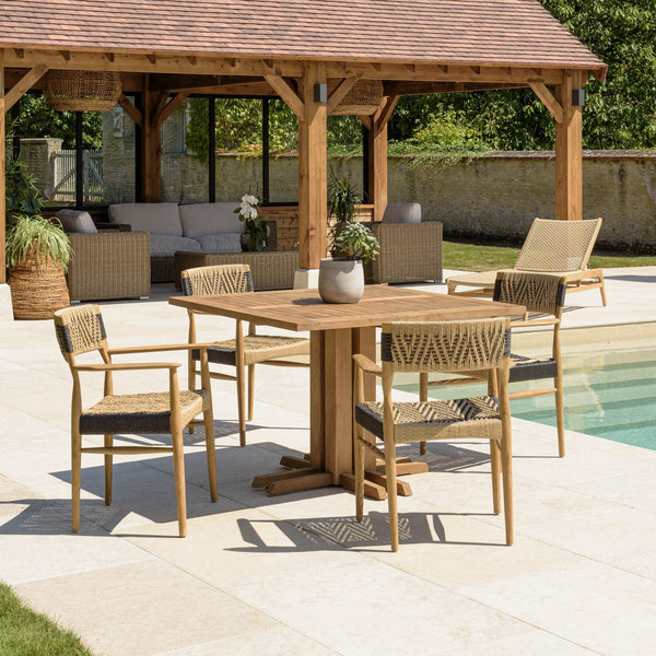 Valeria - Salon De Jardin 4 Pers - Beige/Bois Clair/Marron/Noir