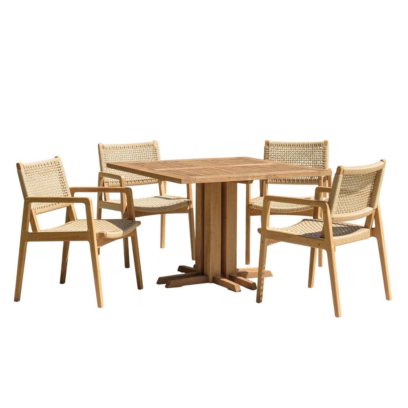 Valeria - Salon De Jardin 4 Pers - Beige/Bois Clair/Marron