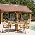 Valeria - Salon De Jardin 4 Pers - Beige/Bois Clair/Marron