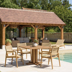 Valeria - Salon De Jardin 4 Pers - Beige/Bois Clair/Marron