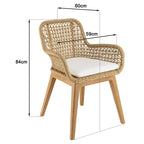 Valeria - Salon De Jardin 4 Pers - Beige/Blanc/Bois Clair/Marron