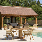 Valeria - Salon De Jardin 4 Pers - Beige/Blanc/Bois Clair/Marron