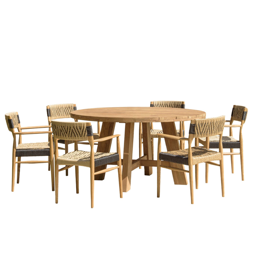 Valeria - Salon De Jardin 4/6 Pers - Beige/Bois Clair/Marron/Noir