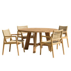 Valeria - Salon De Jardin 4 Pers - Beige/Bois Clair/Marron