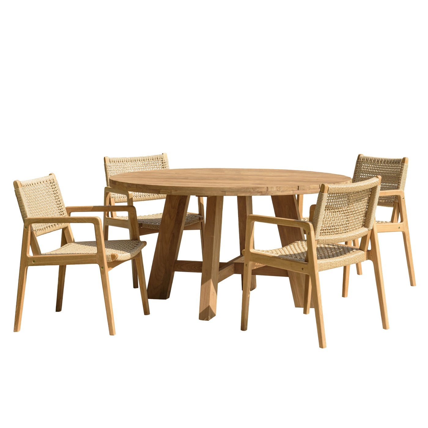 Valeria - Salon De Jardin 4 Pers - Beige/Bois Clair/Marron