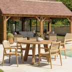 Valeria - Salon De Jardin 4 Pers - Beige/Bois Clair/Marron