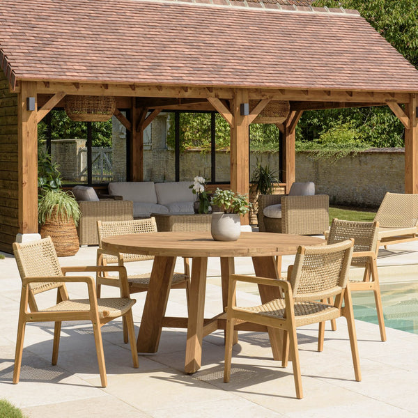 Valeria - Salon De Jardin 4 Pers - Beige/Bois Clair/Marron