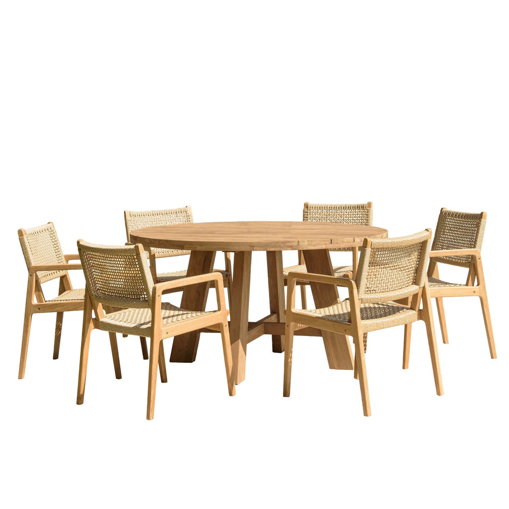 Valeria - Salon De Jardin 4/6 Pers - Beige/Bois Clair/Marron