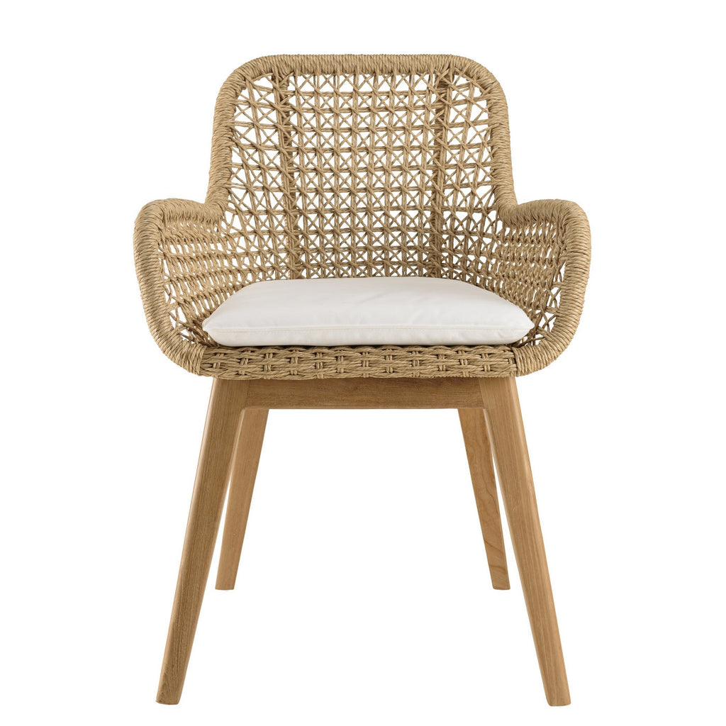 Valeria - Salon De Jardin 4/6 Pers - Bois Clair/Blanc/Beige/Marron