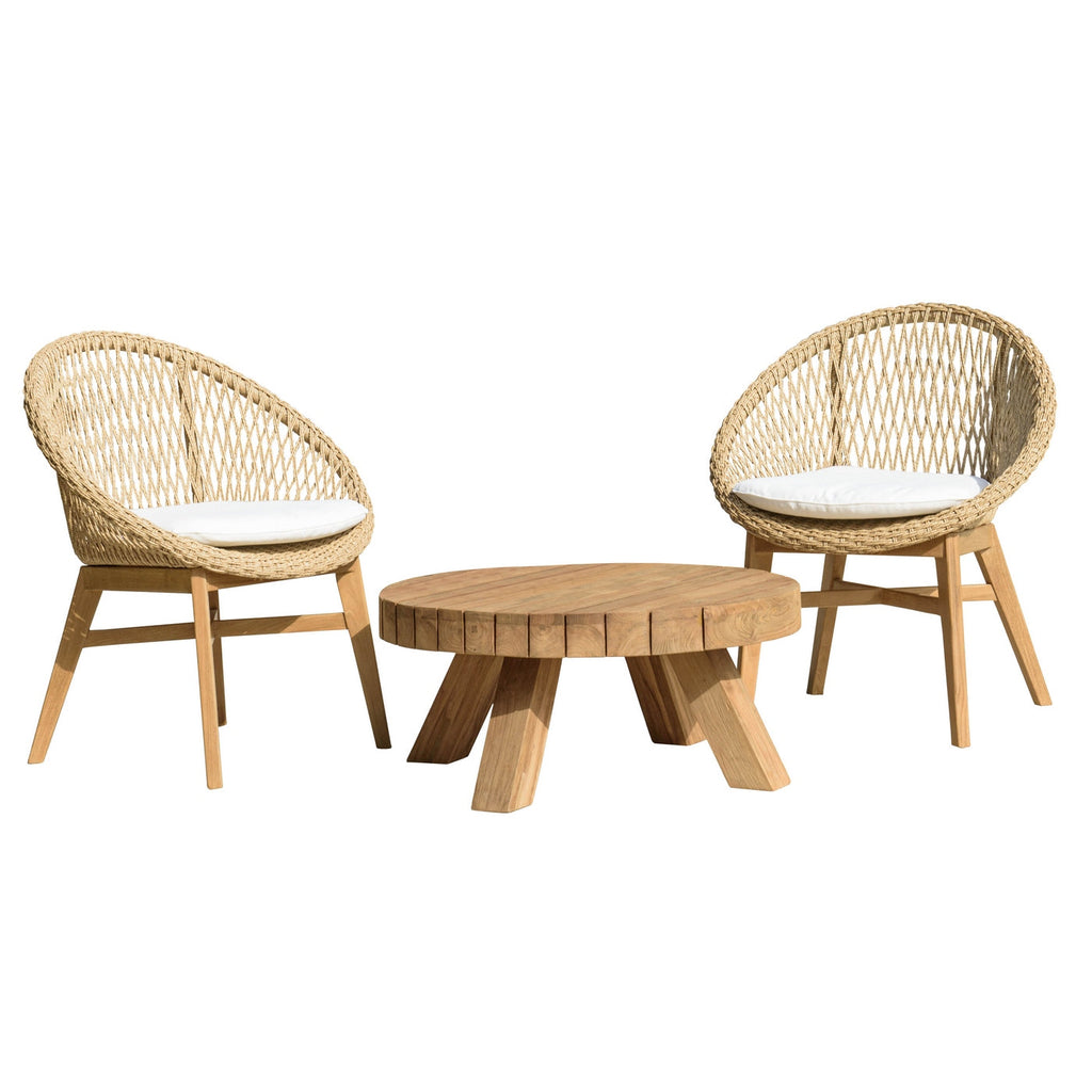 Valeria - Salon De Jardin - Beige/Blanc/Bois Clair/Marron