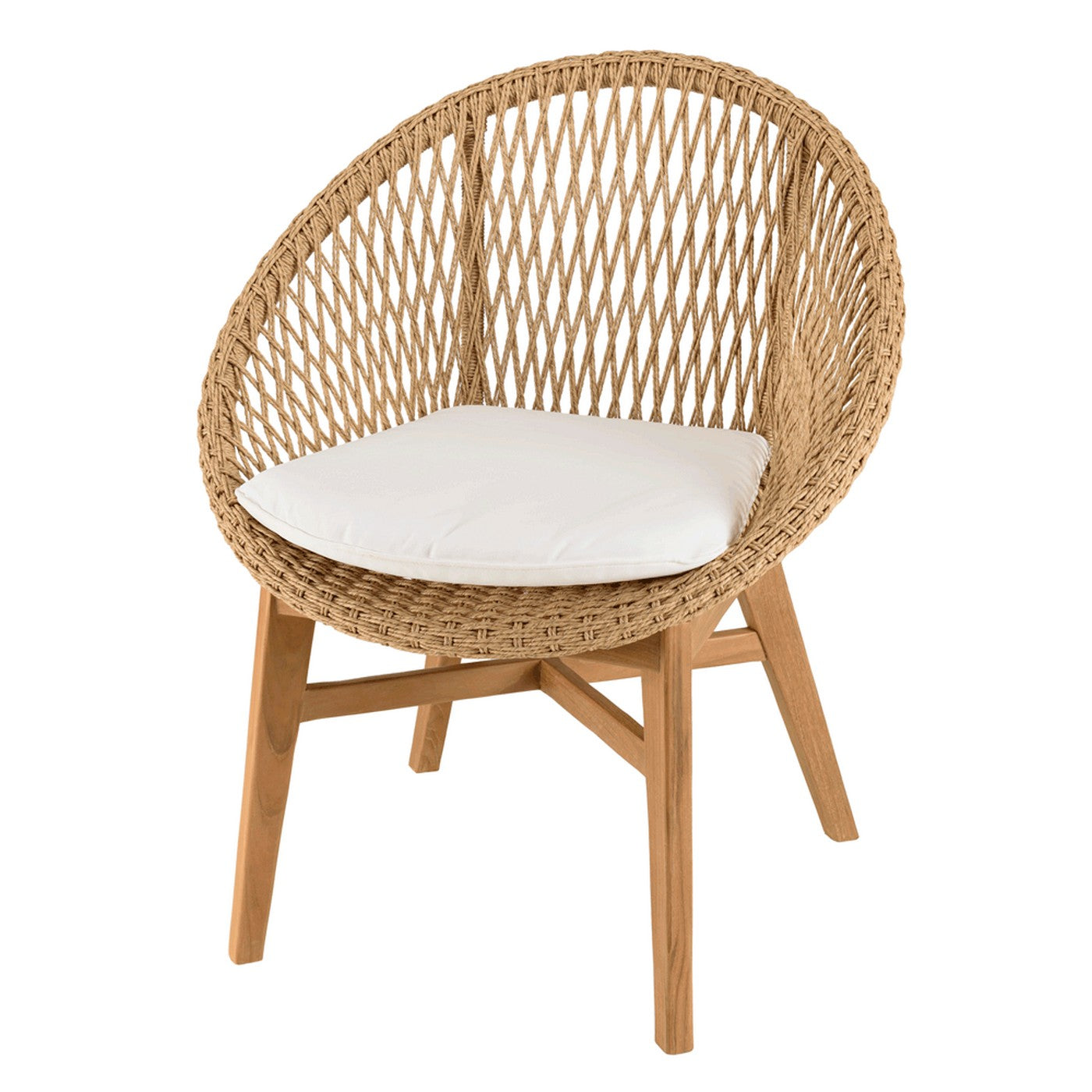 Valeria - Salon De Jardin - Beige/Blanc/Bois Clair/Marron