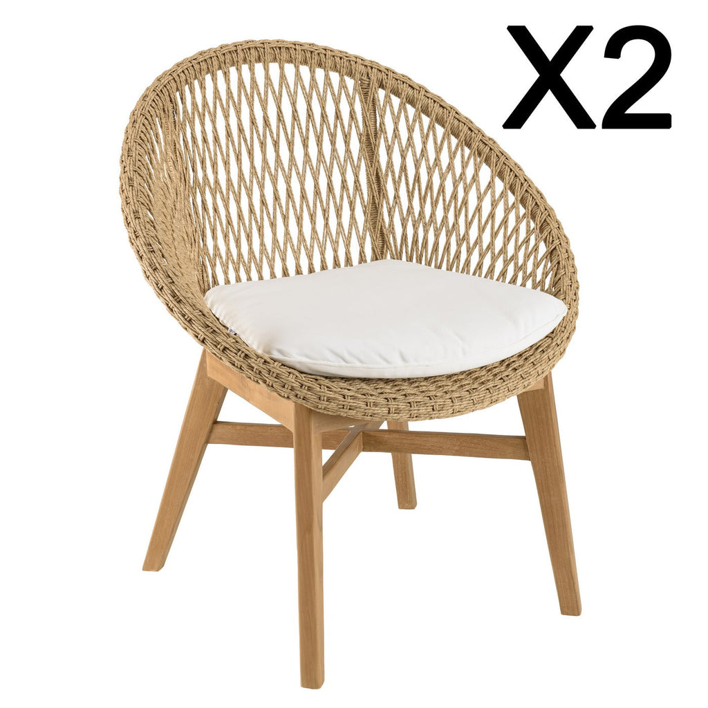 Valeria - Salon De Jardin - Beige/Blanc/Bois Clair/Marron