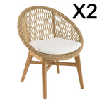 Valeria - Salon De Jardin - Beige/Blanc/Bois Clair/Marron