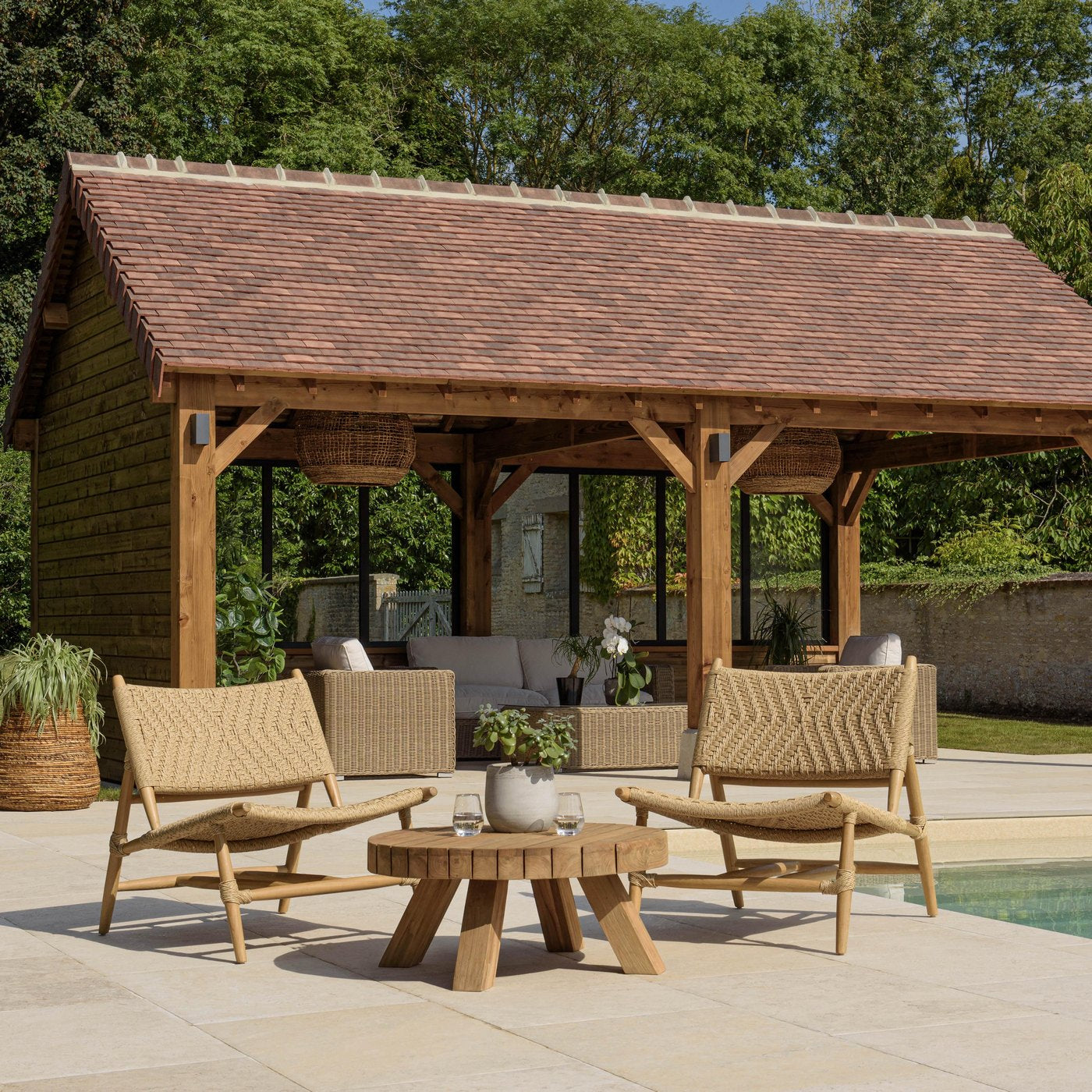 Valeria - Salon De Jardin - Beige/Bois Clair/Marron