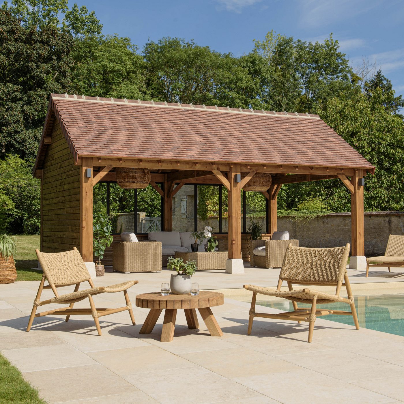 Valeria - Salon De Jardin - Beige/Bois Clair/Marron