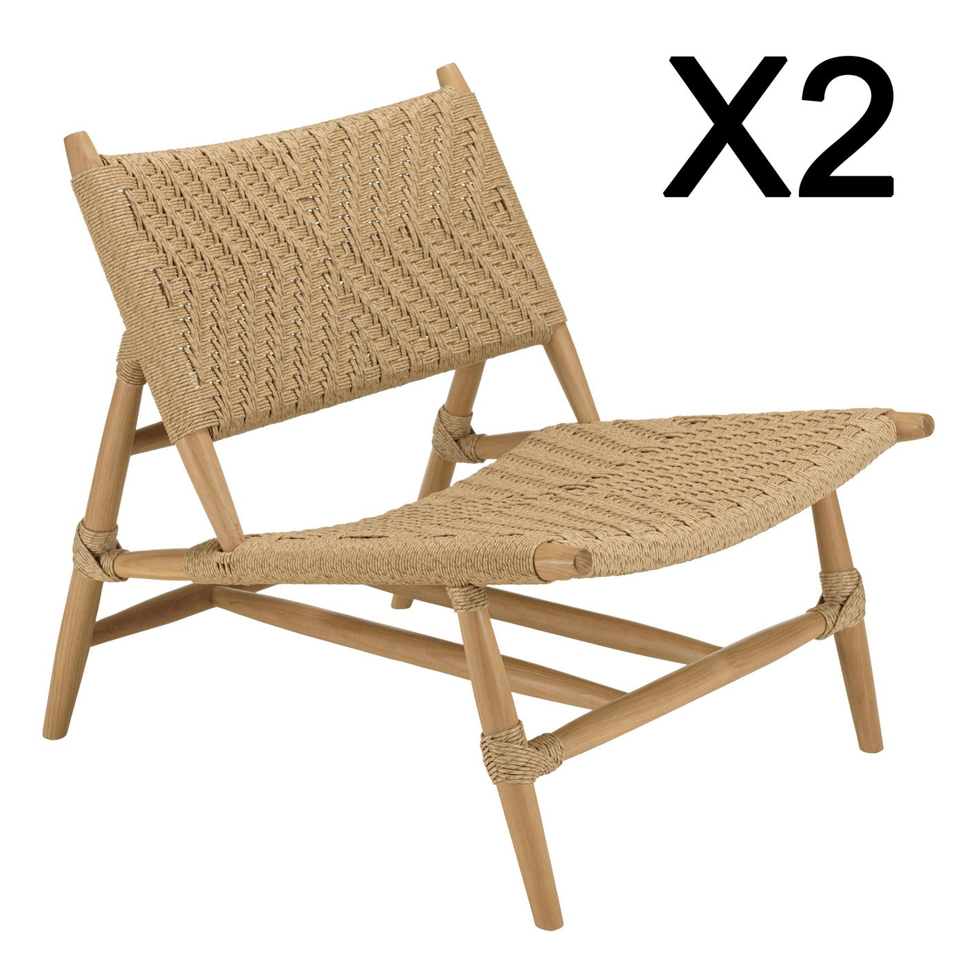 Valeria - Salon De Jardin - Beige/Bois Clair/Marron