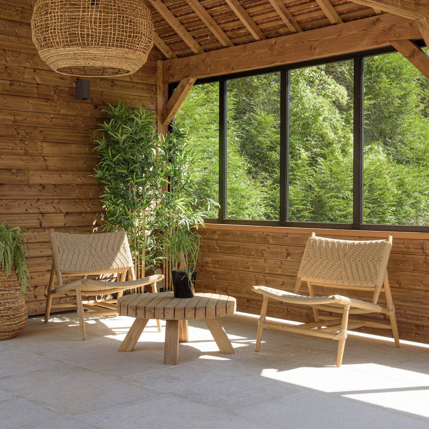 Valeria - Salon De Jardin - Beige/Bois Clair/Marron