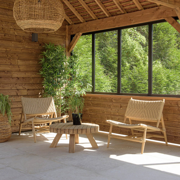 Valeria - Salon De Jardin - Beige/Bois Clair/Marron