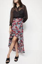 The Kooples - Jupe Asymétrique En Soie Taille Haute - Rouge - Femme