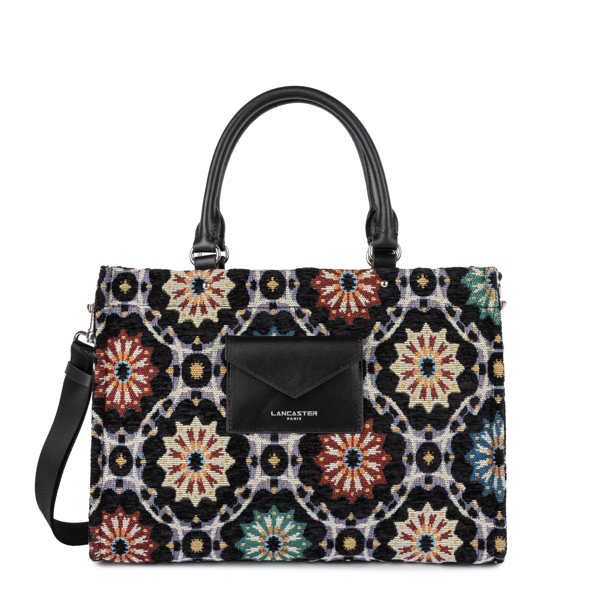 sac cabas main - mosaique #couleur_noir-multi