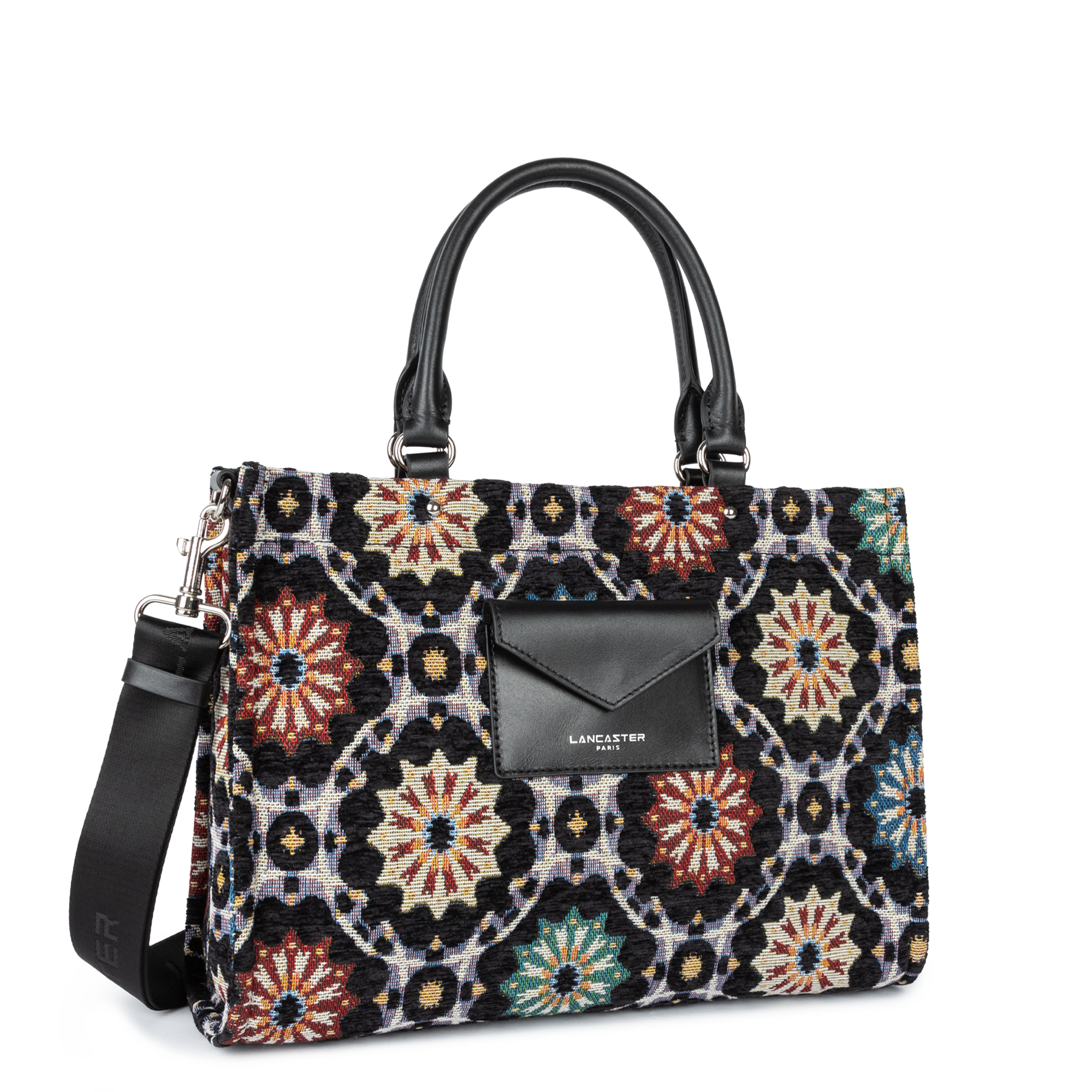 sac cabas main - mosaique #couleur_noir-multi