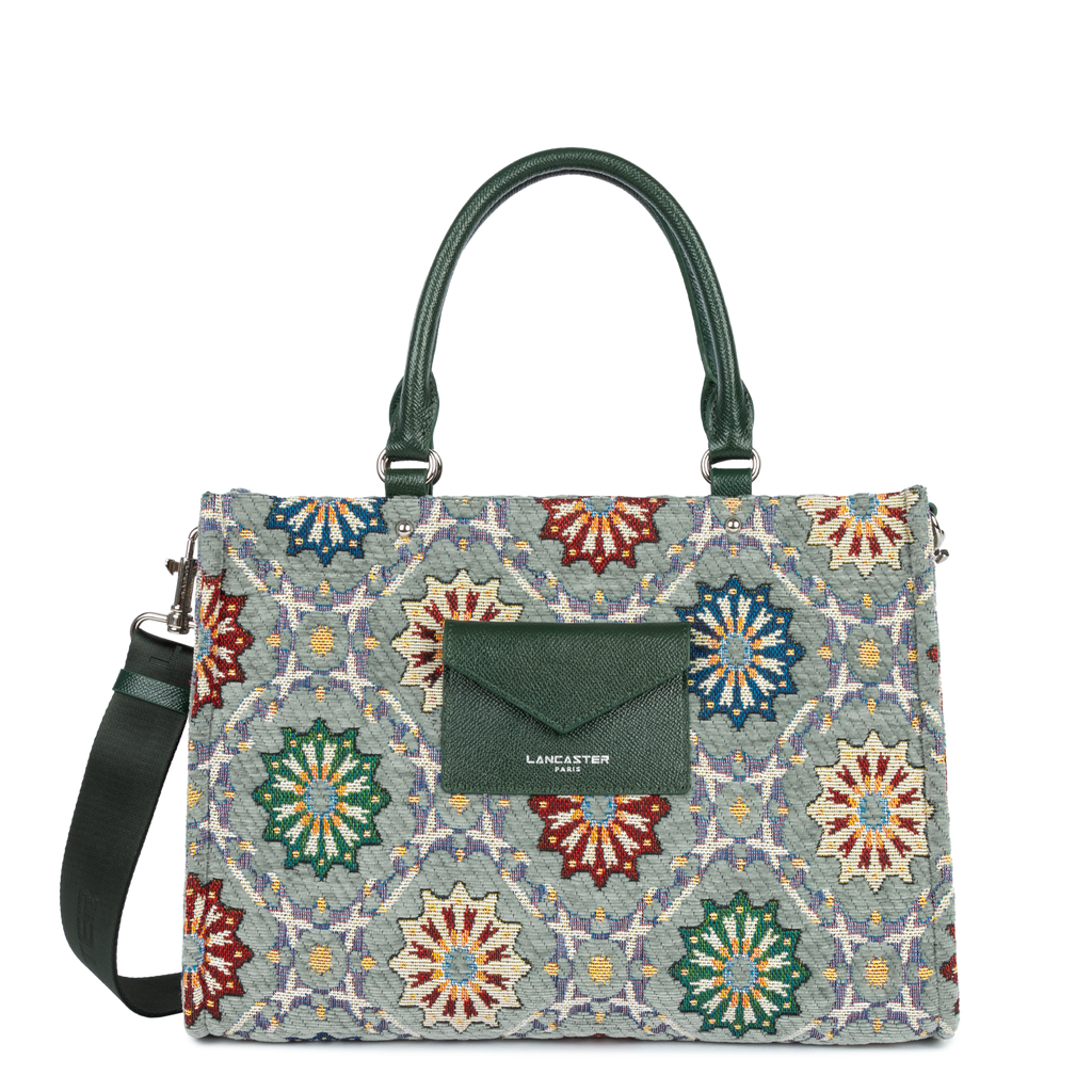 sac cabas main - mosaique #couleur_vert-multi