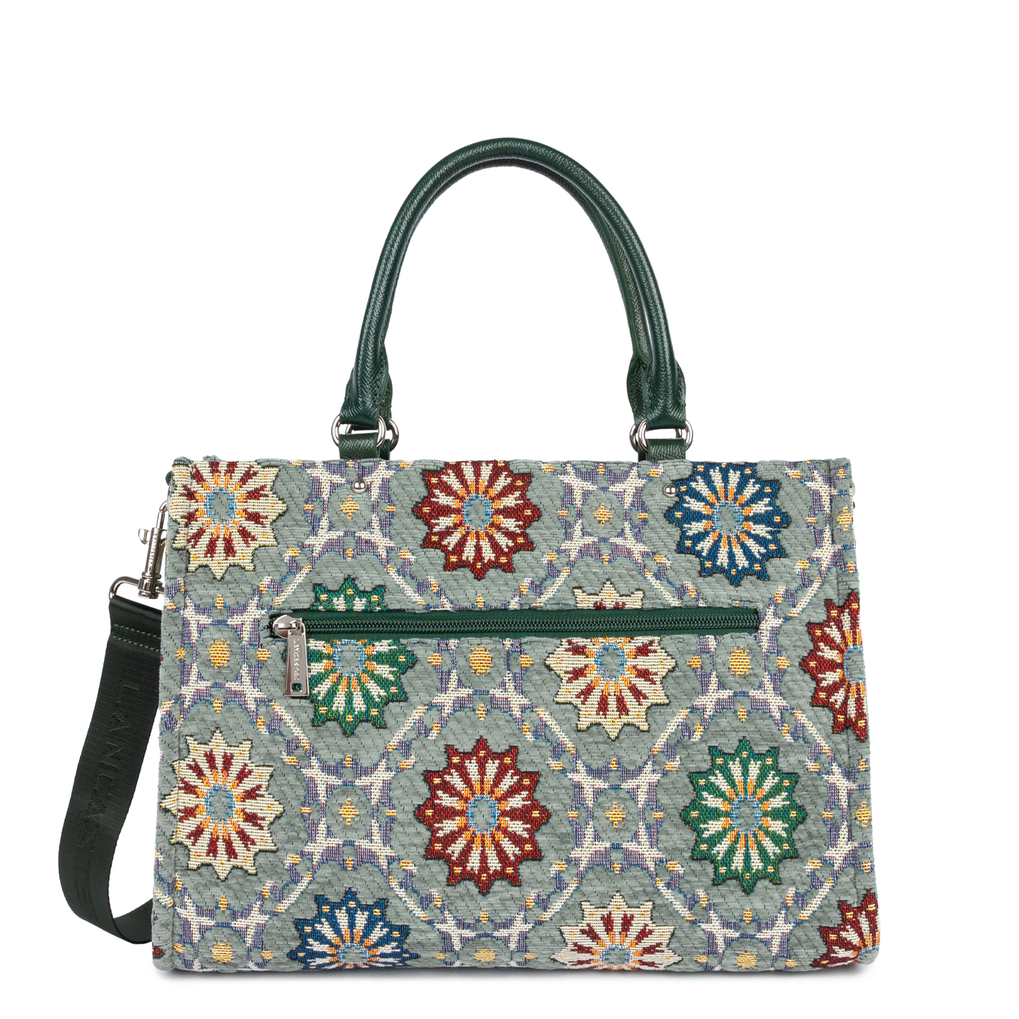 sac cabas main - mosaique #couleur_vert-multi