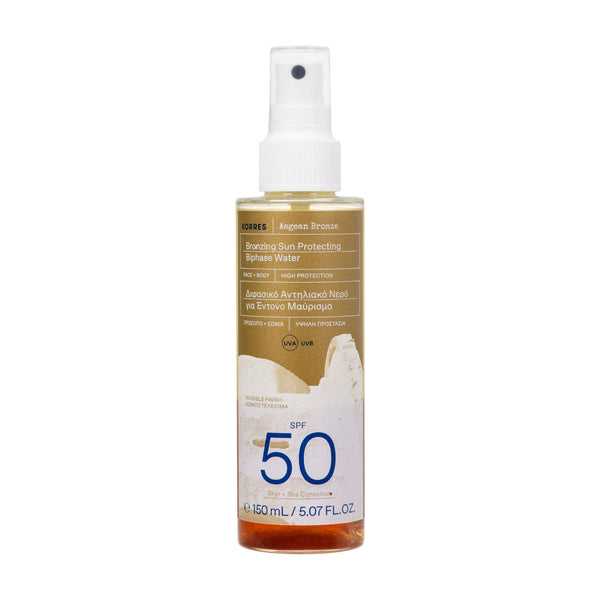 Solaires Aegean Bronze Eau Solaire Biphasée Bronzante Spf50 150Ml