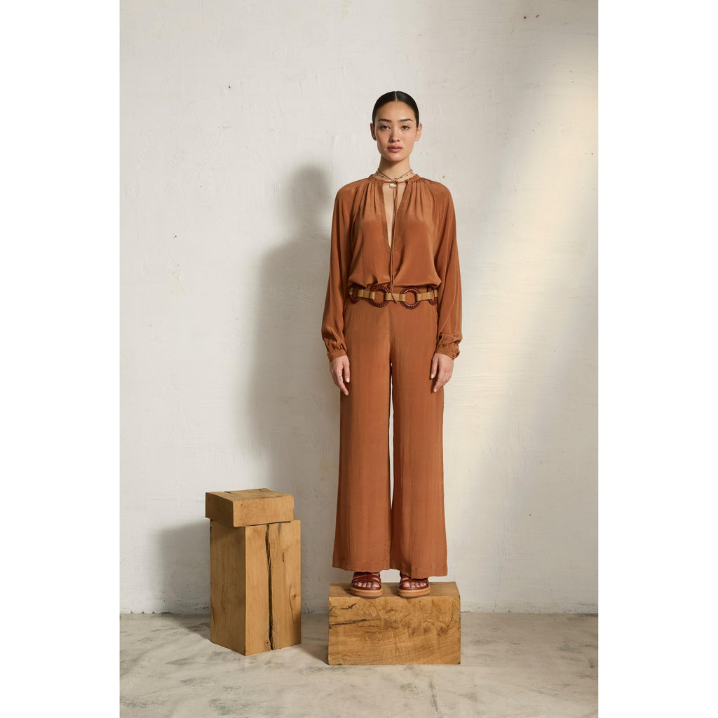 Blouse Claude Soie - Havane Brown