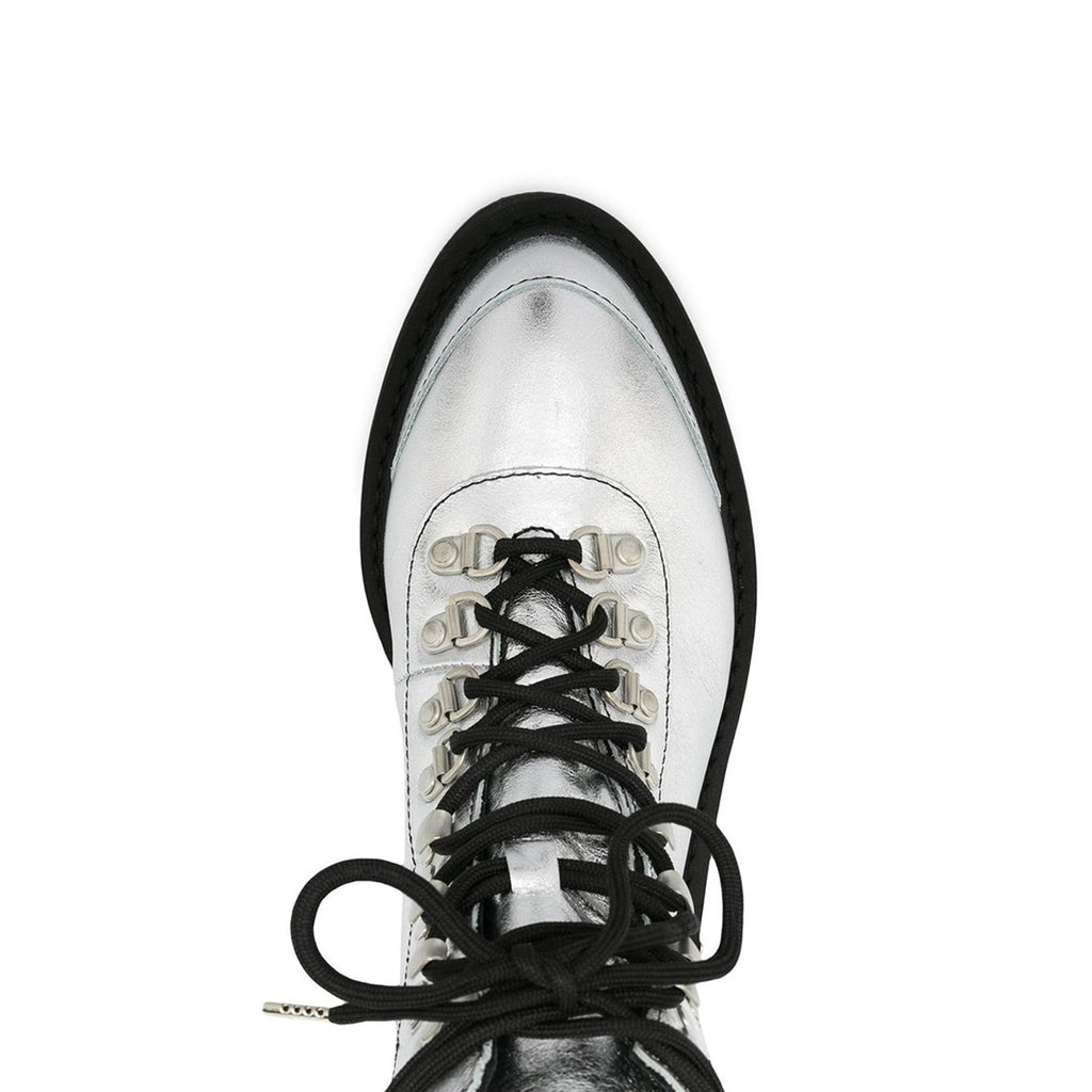 Boots Off-White Metallic Finish Ankle - Silver - Femme