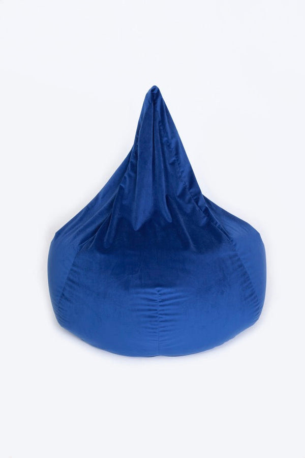 Pouf Big Poire Velours - 75x75x110cm - Bleu Océan