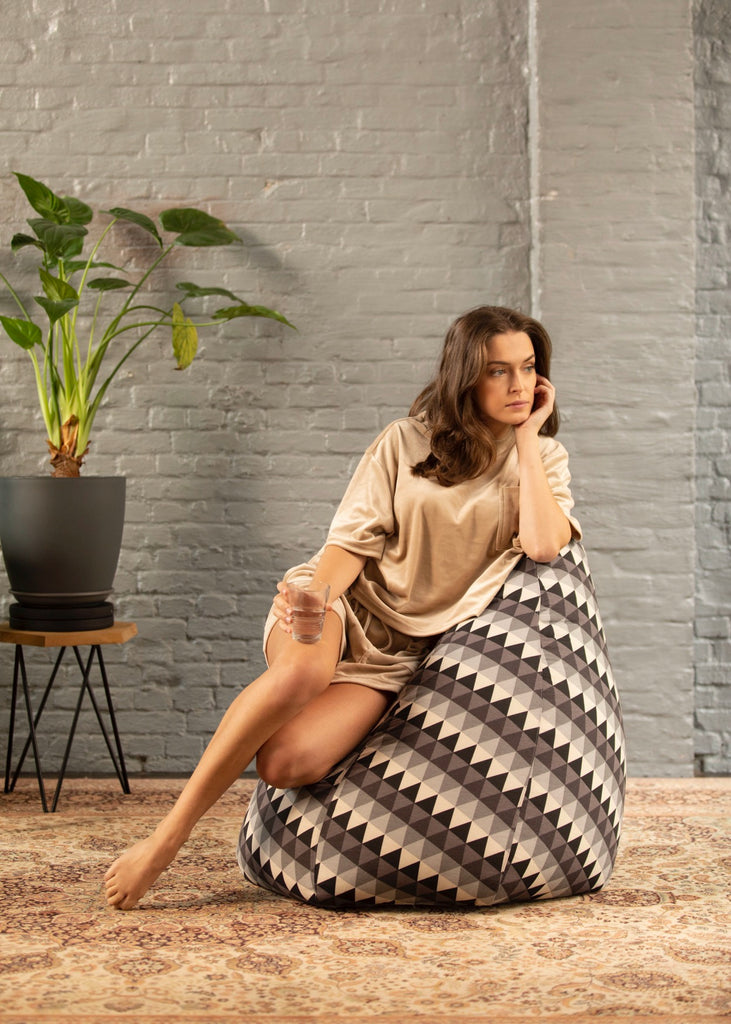 Pouf Poire Coton - 80x120cm - Gris