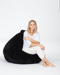 Pouf Poire Fourrure - 120x100cm - Noir Nuit