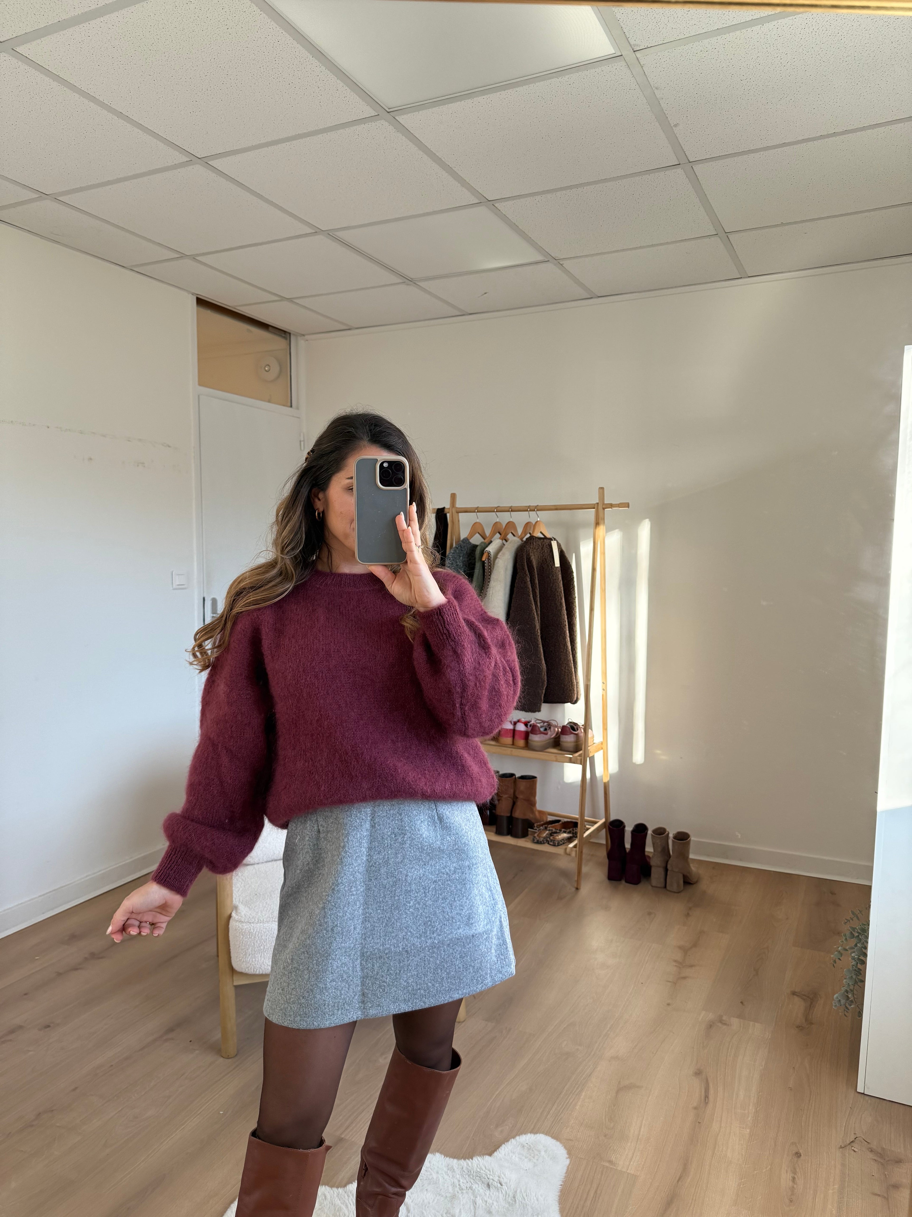 Jupe Effet Laine Lou Grise