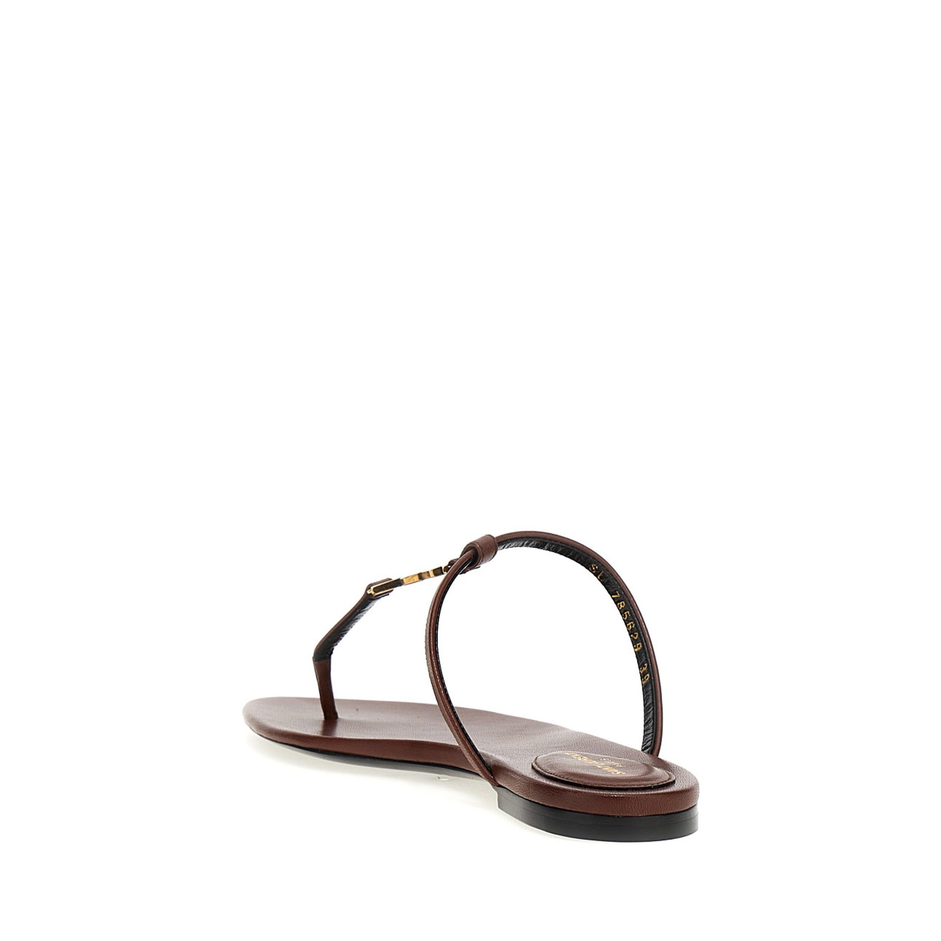 Sandales Saint Laurent Cassandra Leather - Brown - Femme
