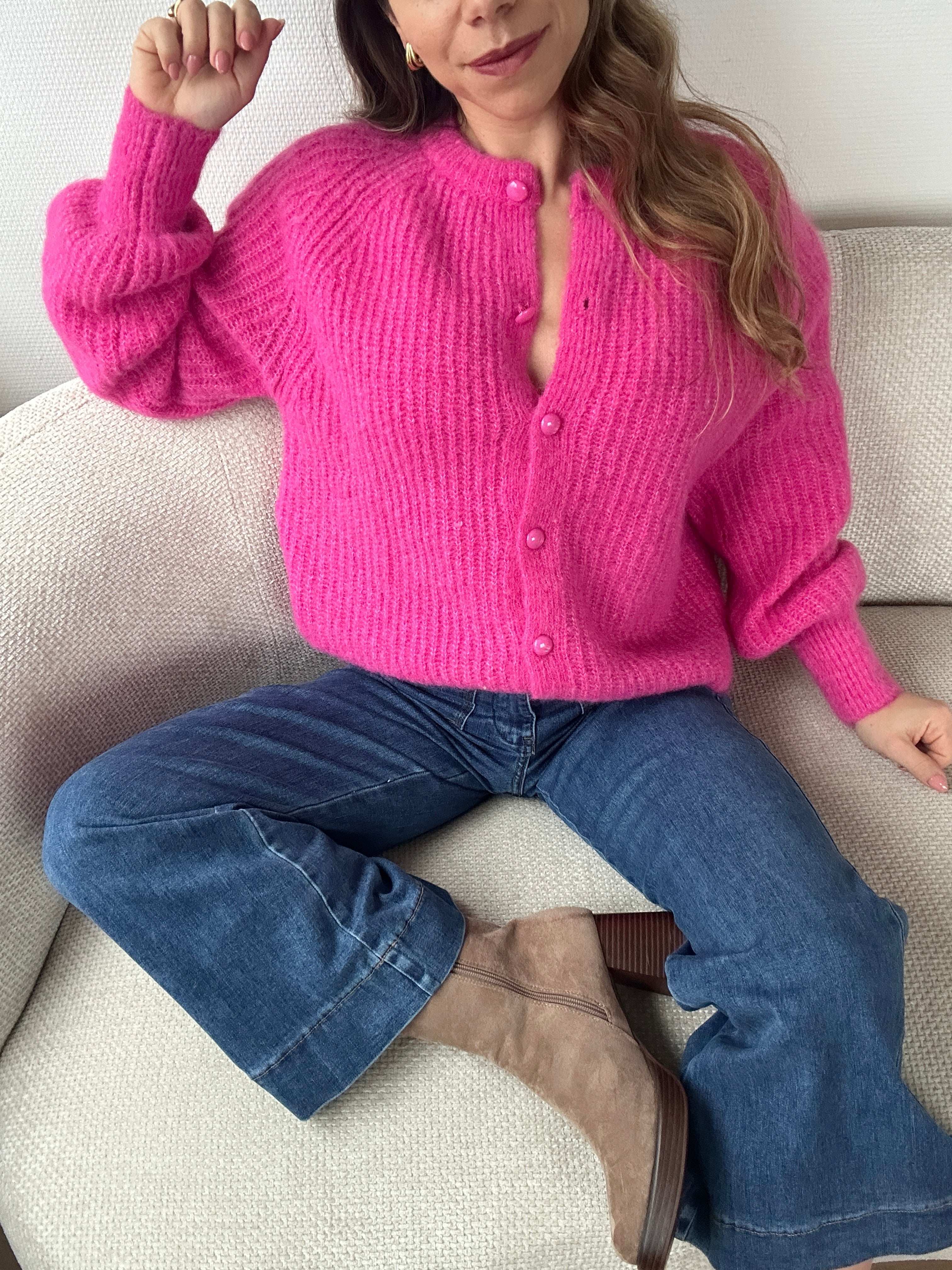 Cardigan Irène Fuschia