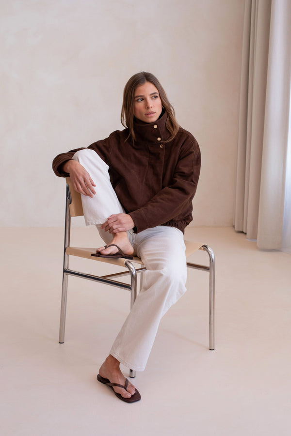 Veste En Cuir Le Richie - Marron Fonce