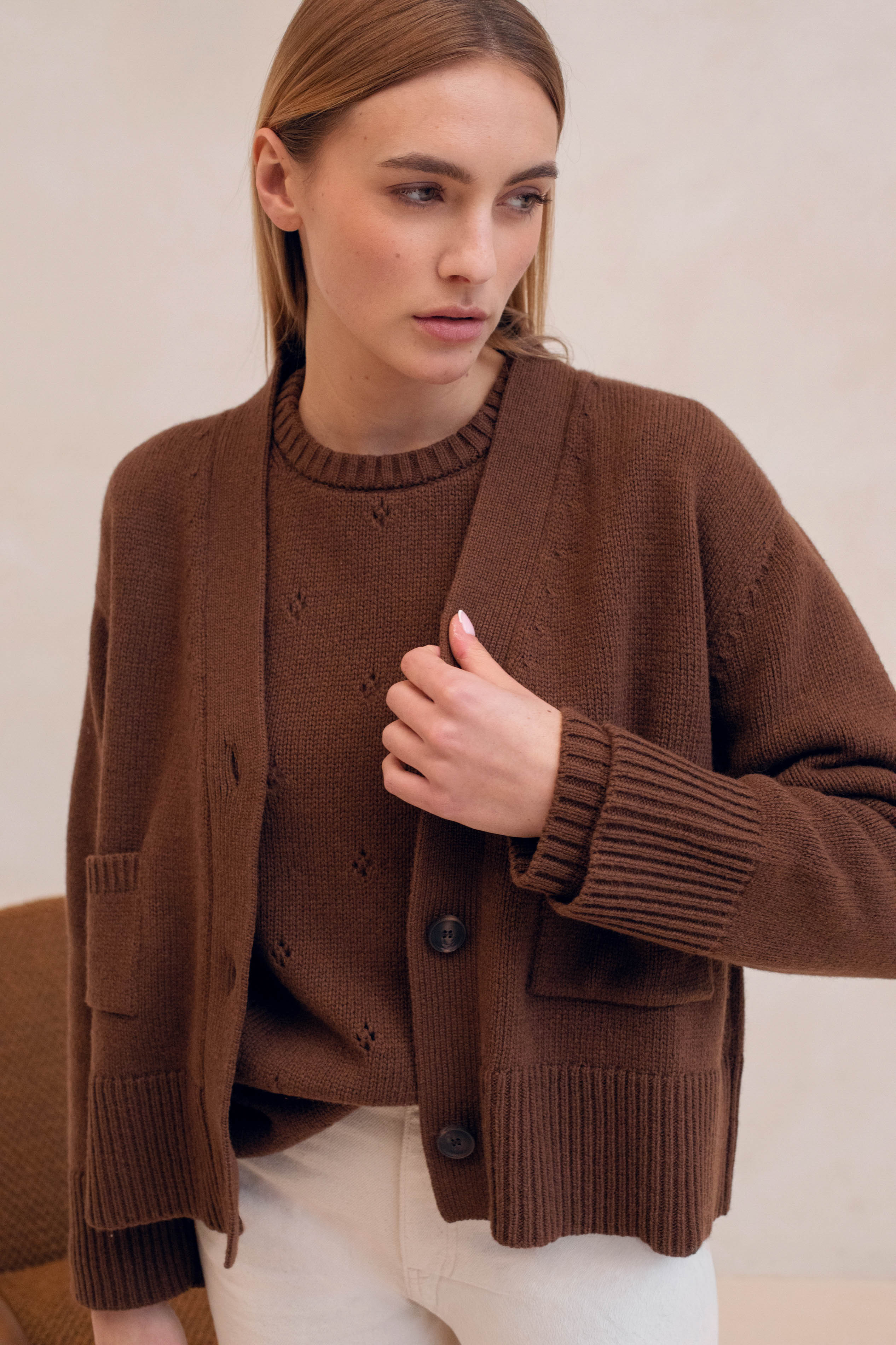 Pull En Maille Le Vivaldi - Marron Moyen