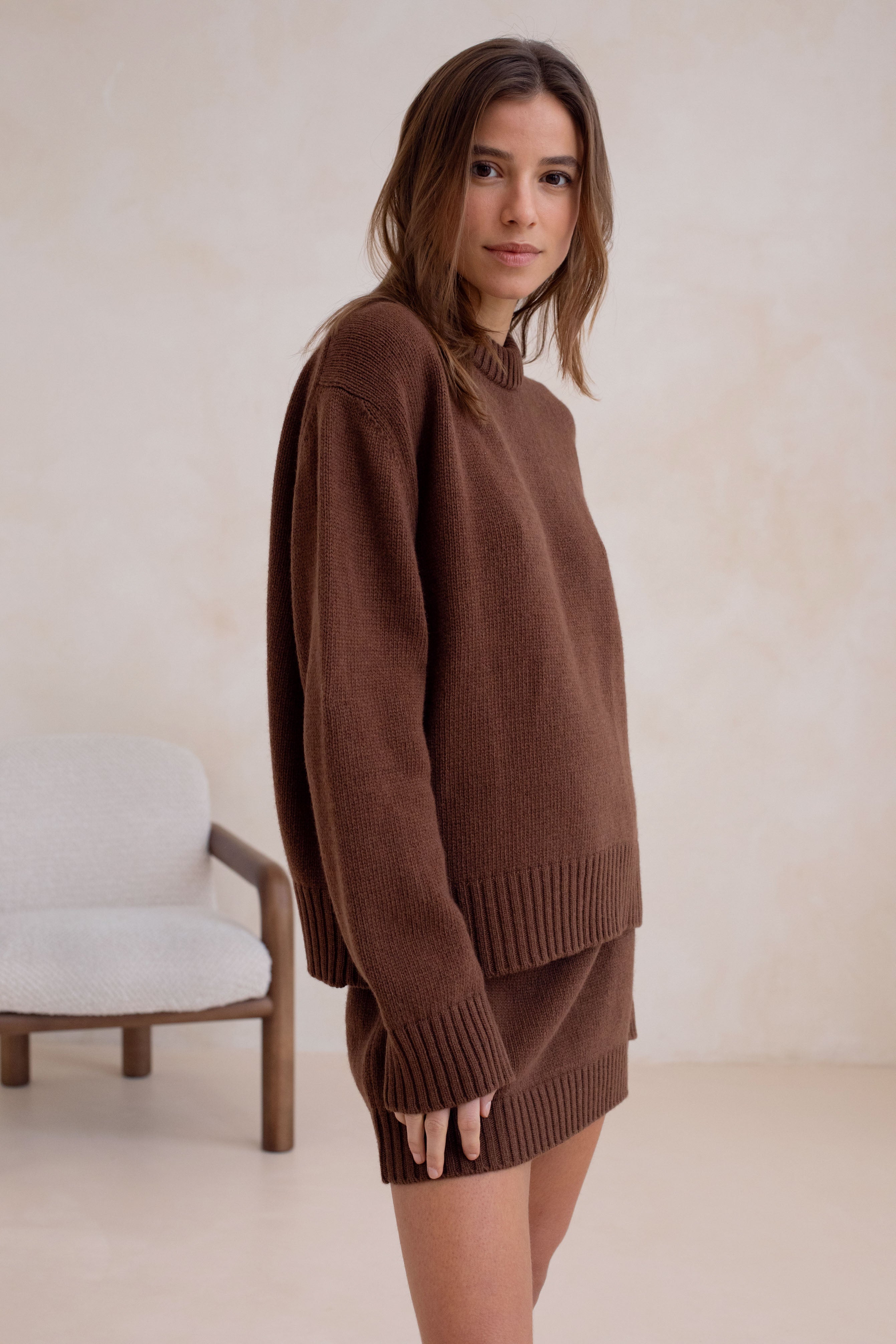 Jupe En Maille Le Feyder - Marron Moyen