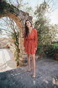Robe Franca Rouge Fleuri