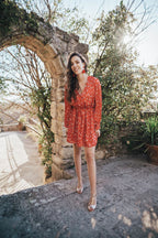 Robe Franca Rouge Fleuri